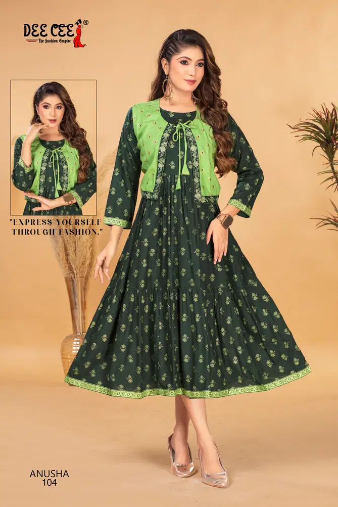 Anusha By Deecee Fancy Printed Rayon Anarkali Kurtis Suppliers In Mumbai